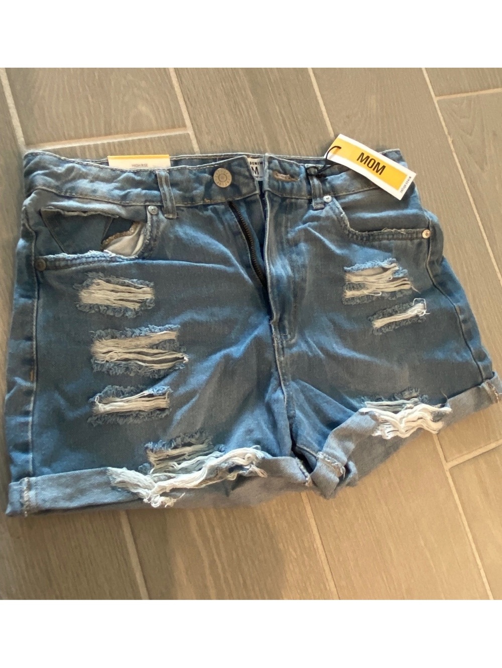 Denim Distressed Mom Shorts Size 5